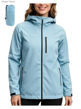 Women's Waterproof Rain Jacket with Hood Lightweight Windbreaker for Cycling